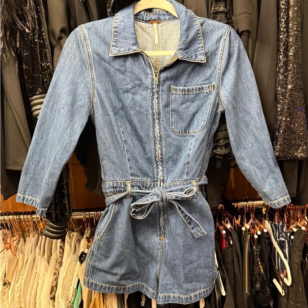 Free People Blue Denim Women's Overalls